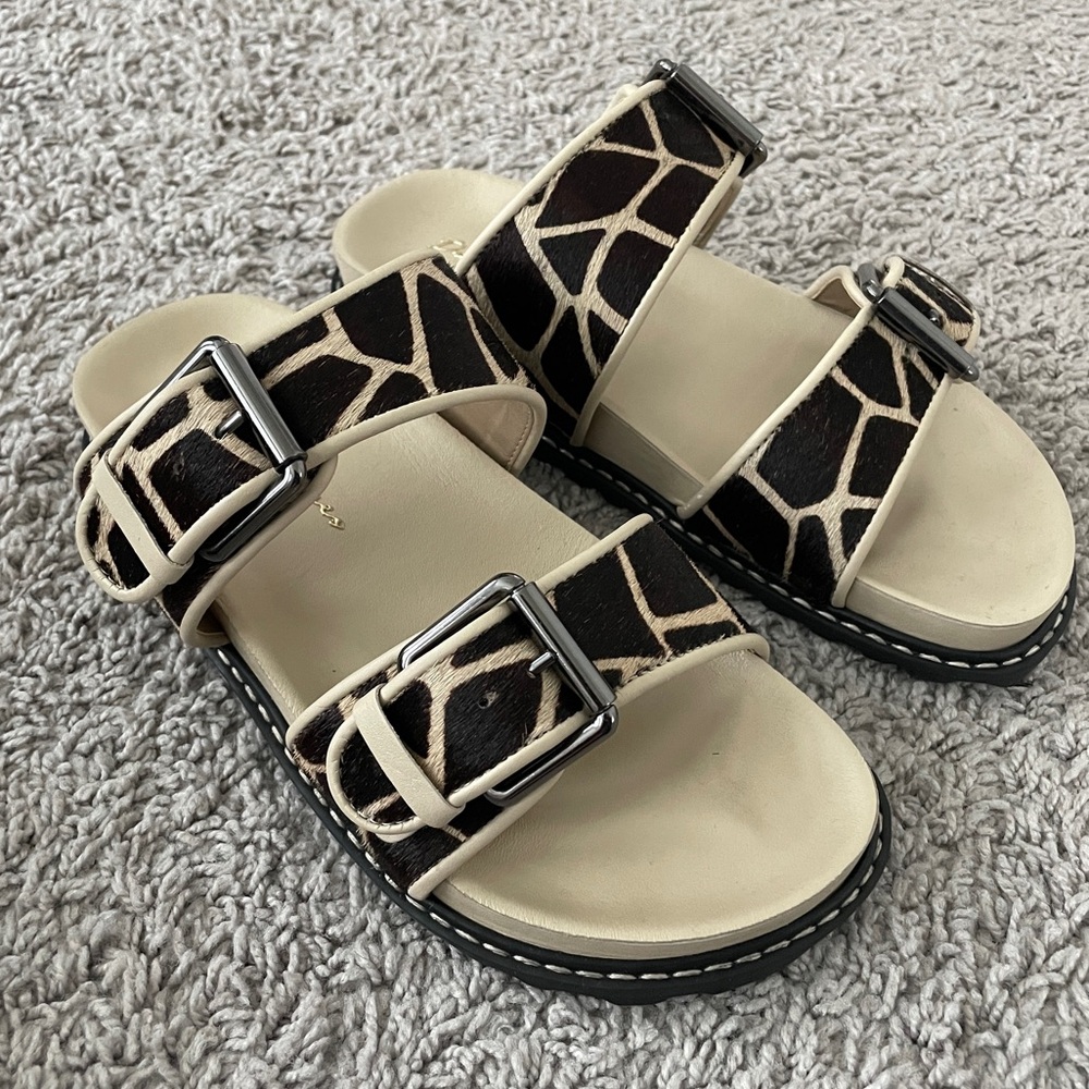 NWT animal print leather slides - Paula Torres Shoes - made in Brazil